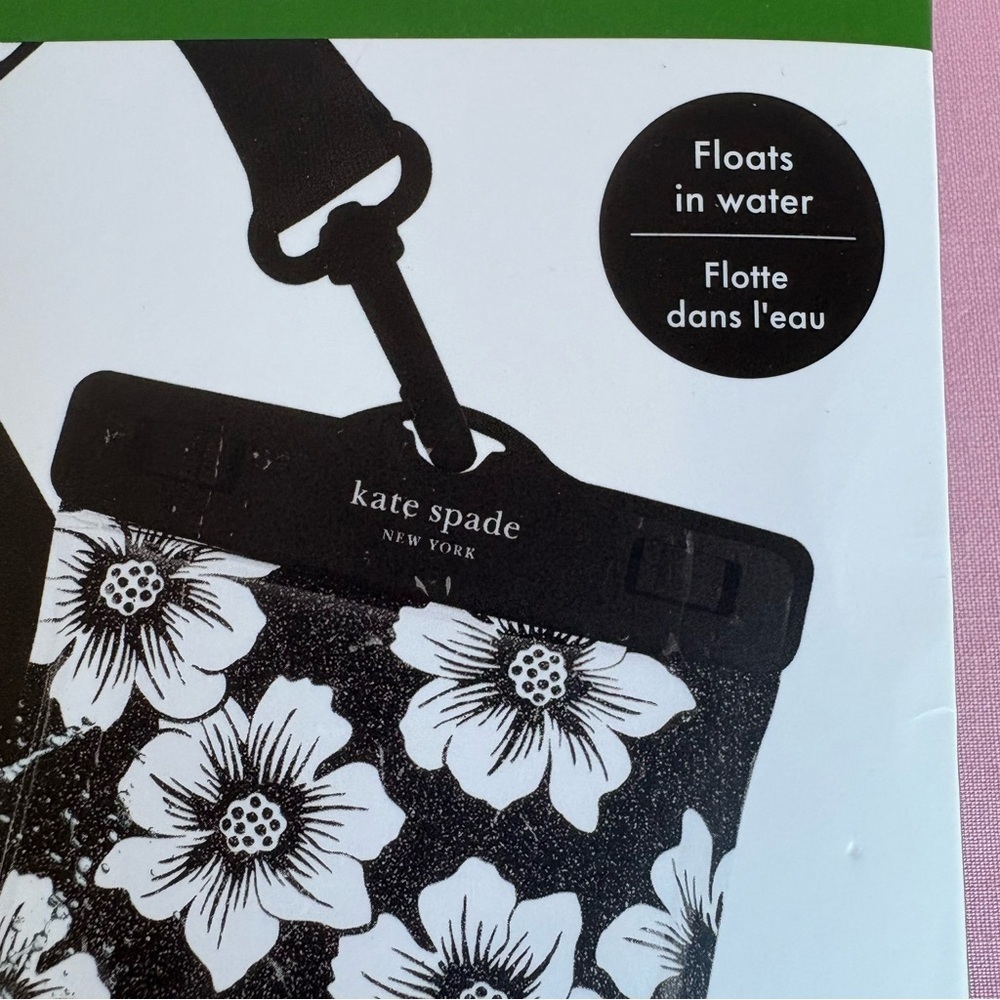 Kate Spade Waterproof Phone Holder Pouch Black and White Daisy NWT - Picture 3 of 6